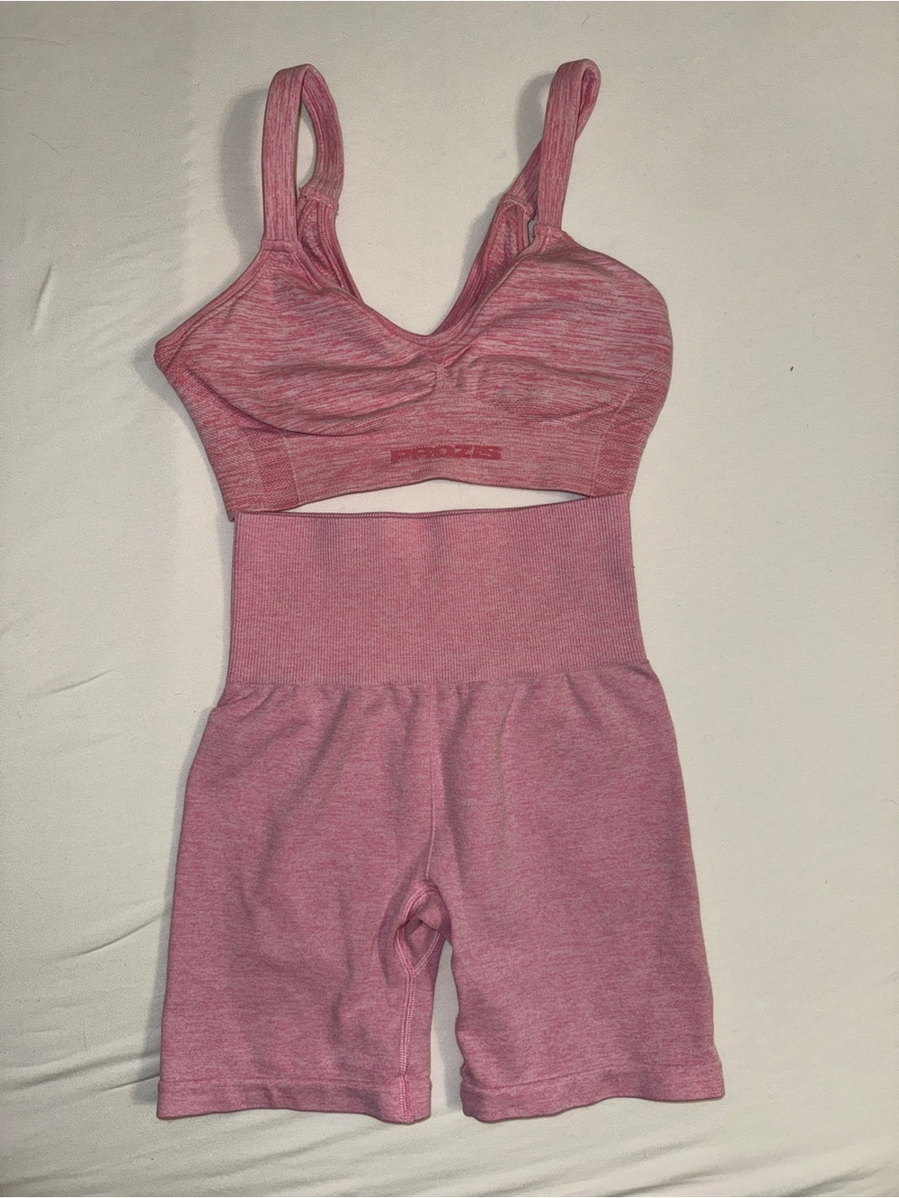 Pink Activewear Set - Sports Bra & High-Waist Shorts